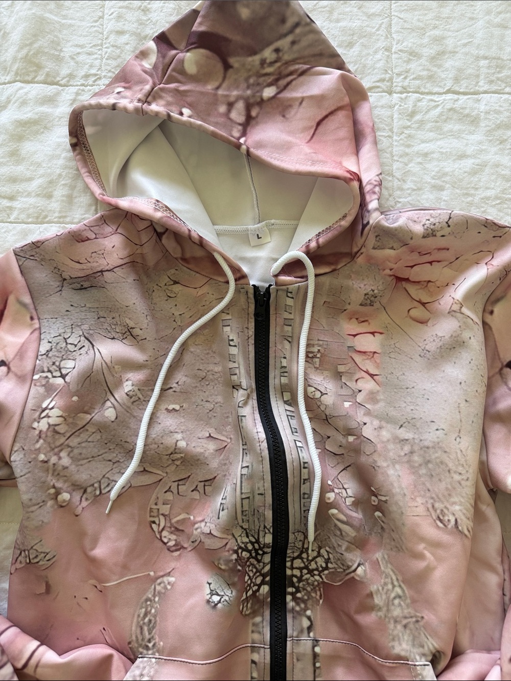 Pink Patterned Hooded Zip Jacket - Picture 2 of 3
